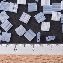 MIYUKIティラビーズ  日本製シードビーズ  2穴  （tl2562)シルクペールブルー  5x5x1.9mm  穴：0.8mm  約590個/50g&nbsp;SEED-X0054-TL2562