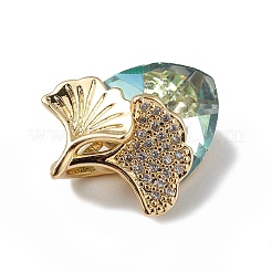 Настоящие 18-каратные позолоченные подвески из латуни с микропаве из прозрачного кубического циркония KK-C015-24G-02