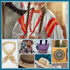 Жаккардовая лента в этническом стиле длиной 7 м. OCOR-WH0085-59