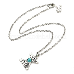 Lettre a ~ z en alliage plaqué argent antique avec colliers à pendentif turquoise synthétique&nbsp;NJEW-G080-01X