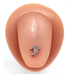 スカル 304 ステンレス ストレート バーベル 15 ゲージ ピアス 舌リング 女性 男性用  ステンレス鋼色  16mm  ピン：1.6mm&nbsp;WG4053D-03