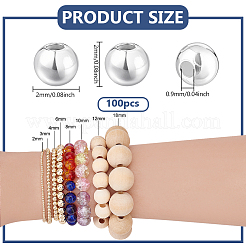 100шт 925 бусины из стерлингового серебра&nbsp;STER-PH0003-61B