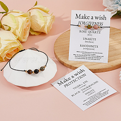 2 шт. 2 стиля браслетов из плетеных бусин с натуральным круглым розовым кварцем BJEW-FH0001-06B