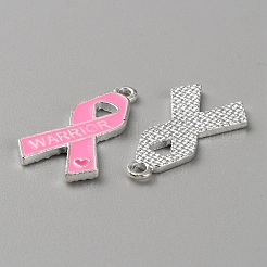 Pendenti in smalto in lega a tema nastro rosa per la consapevolezza del cancro al seno&nbsp;ENAM-WH0057-50G