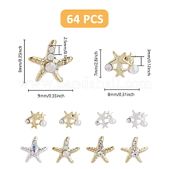 64 шт. 8 стиля морской звезды сплав горный хрусталь кабошон MRMJ-FH0001-40