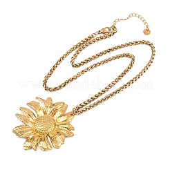 Ожерелья из нержавеющей стали 304 с подвеской в виде подсолнуха и цепочкой из пшеницы&nbsp;NJEW-P344-02G
