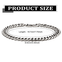 304ステンレススチール製キューバチェーンブレスレット1個、男女兼用  ステンレス鋼色  7-3/4インチ（19.7cm）&nbsp;BJEW-LP0001-13C-P