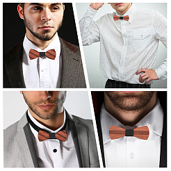 2 шт. 2-х видов регулируемых деревянных галстуков-бабочек AJEW-CA0004-01