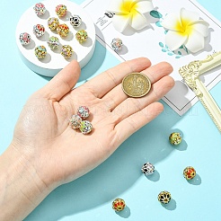 10 шт. круглые латунные эмалевые бусины&nbsp;KK-YW0003-59