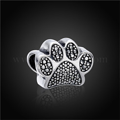 亜鉛合金ヨーロピアンビーズ  大穴ビーズ  犬の足跡  アンティークシルバー  10x12mm&nbsp;MPDL-AA00001-007