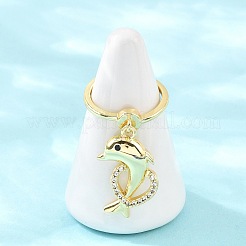 Регулируемые латунные кольца-подвески с микропаве из кубических цирконий для женщин&nbsp;LS-RJEW-A090-01A-G