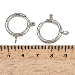 304ステンレススチールスプリングリング留め金  ステンレス鋼色  23x18x2.5mm  穴：3mm&nbsp;LS-STAS-B095-05I-P