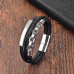 Трехслойные многорядные браслеты из искусственной кожи PW-WGE5FDB-02