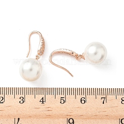 Круглые серьги-подвески с микропаве из латуни и прозрачными кубическими цирконами EJEW-D318-01RG