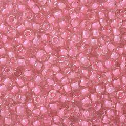 TOHOラウンドシードビーズ  日本製シードビーズ  （191c）ピンクの裏地付きクリスタル  8/0  3mm  穴：1mm  約222PCS /ボトル  10 G /ボトル&nbsp;SEED-JPTR08-0191C