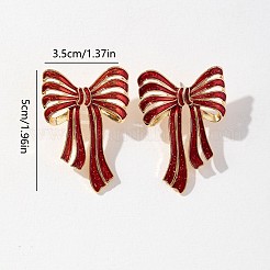 ちょう結びの合金エナメルスタッドのピアス  ゴールドカラー  レッド  50x35mm&nbsp;FS-WGE51B1-01