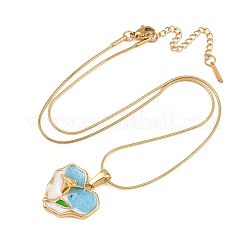 Ожерелья с подвеской в виде цветочного сердца из нержавеющей стали 304&nbsp;NJEW-H088-01G