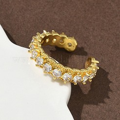 Offene Manschettenringe aus Messing mit Mikropavé und Zirkonia für Damen&nbsp;RJEW-C163-07G