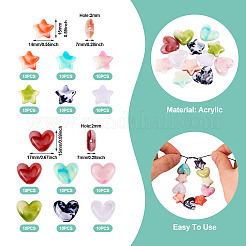 60шт 6 цвета акриловые бусины&nbsp;OACR-TA0003-13