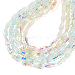 10 brin de perles en verre transparent plaqué couleur AB en forme de larme&nbsp;EGLA-TA0013-66