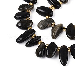 Естественный золотистый отлив обсидиан бисер пряди G-Z091-A39