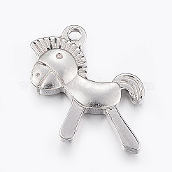 変色しにくい304ステンレススチールペンダント  馬  ステンレス鋼色  20x19x4mm  穴：2mm&nbsp;STAS-E421-098P