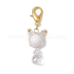 Katzenanhänger aus natürlicher Mashan-Jade und Glasperlen&nbsp;HJEW-MZ00157-01