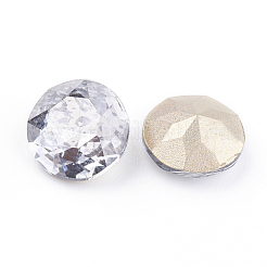 Cabochons de strass pointu dos et dos plaqué en verre&nbsp;RGLA-J012-8mm-001YP