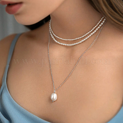 Ожерелья с подвесками из стерлингового серебра и натурального пресноводного жемчуга S925 EC3448-2