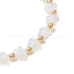 女性用オパライトビーズストレッチブレスレット  スモモの花  真鍮のビーズで  内径：2-1/8インチ（5.5cm）&nbsp;BJEW-JB11768-03