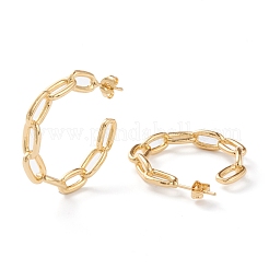 Полукруглые серьги-кольца из латуни EJEW-J101-06G