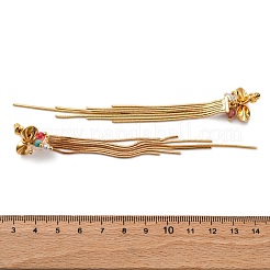 Латунные серьги-гвоздики с кисточками-бантиками&nbsp;EJEW-R014-14G