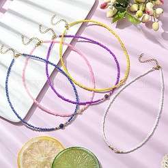 Collana con perline di semi di vetro e pietre preziose miste naturali e sintetiche con chiusura in acciaio inossidabile 304 per donna&nbsp;NJEW-JN04420