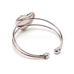 Bracelet manchette double épaisseur en fil de fer coeur&nbsp;BJEW-WH0015-02P