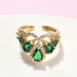 Регулируемые манжетные кольца с микропаве из кубического циркония из латуни&nbsp;RJEW-C131-02G