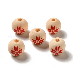 Perles européennes en bois imprimé flocon de neige de noël&nbsp;WOOD-K007-05B