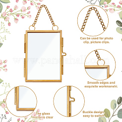 Rechteckiger Mini-Fotorahmen aus Messing zum Aufhängen für gepresste Blumen mit Kette&nbsp;ODIS-WH0061-05AG