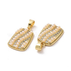 Pendentifs rectangle en laiton micro pavé de zircone cubique transparente&nbsp;KK-G406-28G
