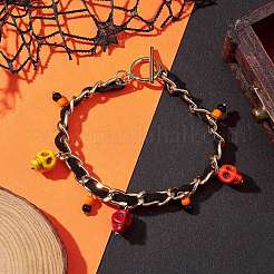 Braccialetti con catene barbazzale intrecciate in alluminio di Halloween&nbsp;BJEW-TA00468