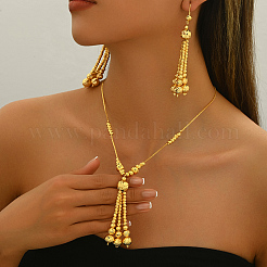 Комплекты из латунных круглых бусин с кисточками и ожерелий для женщин VL7568