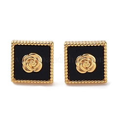 6 пара двухцветных акриловых сережек-пусетов с квадратами и цветками EJEW-A024-08