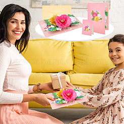 2 sätze 2 arten valentinstag rechteck 3d pop up blume papier grußkarte&nbsp;AJEW-GA0006-96