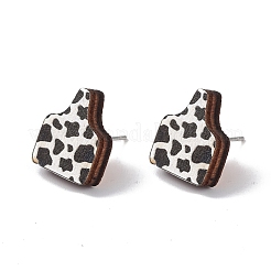 Серьги-гвоздики из натурального дерева EJEW-C013-01F