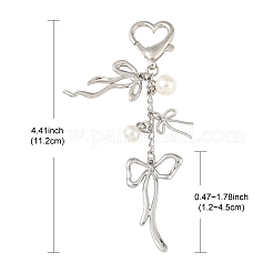 Подвеска-бантик из сплава и АБС-пластика с имитацией жемчуга&nbsp;HJEW-YW00092-01