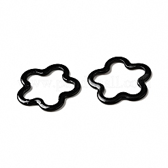 スプレー塗装された201ステンレス鋼の連結リング  花  ブラック  14.5x14x1mm  内径：10x12mm&nbsp;STAS-G304-07A