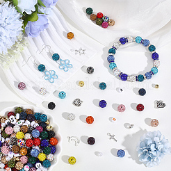 DIYファインディングキット  ポリマークレイラインストーンビーズを含む  合金ペンダント  CCBプラスチック、ABSプラスチック、アクリル、真鍮のラインストーンビーズ  ミックスカラー  10mm  穴：1.5mm&nbsp;DIY-PA0001-88