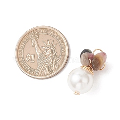 Подвески из натурального турмалина с жемчужинами из раковин&nbsp;PALLOY-JF04951-01