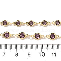 Латунные фиолетовые кубические цирконии плоские круглые звенья двухслойные ожерелья NJEW-C070-01A-G