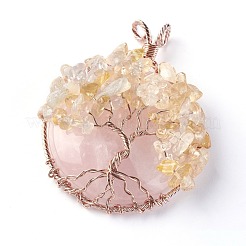 Большие подвески из натурального цитрина и розового кварца G-G771-B05