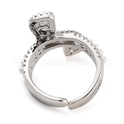 Стойка с покрытием из латуни микро-паве с кубическим цирконием и открытыми манжетами с бантом для женщин RJEW-C080-04P